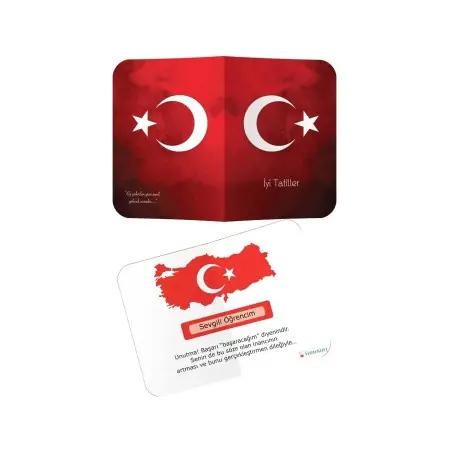 Kitap Bilgini Türk Bayraklı Karne Kılıfı