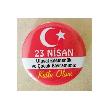 Mudu 23 Nisan Rozeti Bayraklı 58mm