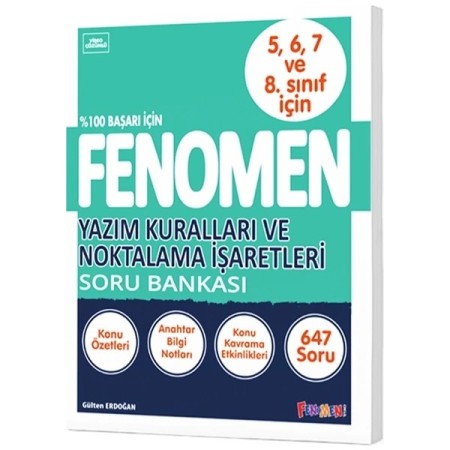 Fenomen Yayınları 5,6,7 ve 8. Sınıf Yazım Kuralları ve Noktalama Işaretleri Soru Bankası