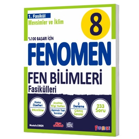 Fenomen Yayınları 8. Sınıf Fen Bilimleri 1. Fasikül (Mevsimler ve İklim) Konu Özetli Soru Bankası