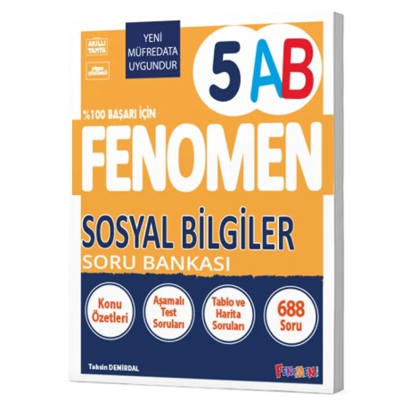 Fenomen 5. Sınıf Sosyal Bilgiler Soru Bankası (A-B) | Yeni Nesil Sorularla Başarıyı Yakala