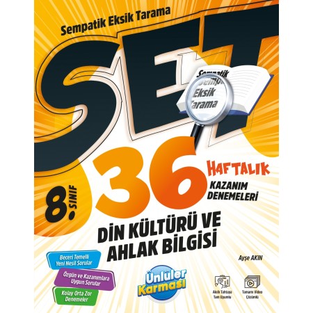 Ünlüler Karması 8. Sınıf Din Kültürü ve Ahlak Bilgisi 36 Haftalık Kazanım Denemeleri