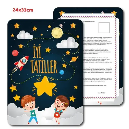 Kitap Bilgini Gelişim Raporu Uzay Temalı Karne Kılıfı
