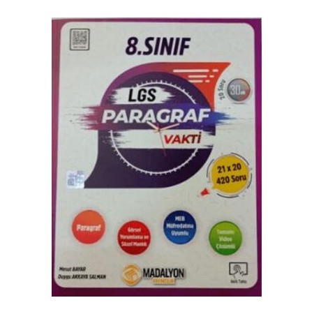 Madalyon Yayınları 8. Sınıf LGS Paragraf Vakti Soru Bankası